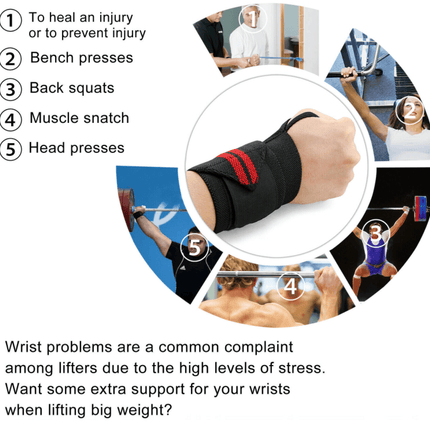 Aolikes Weight Lifting Gym Muscle Training Wrist Support Straps Wraps Hand - Black+Gray.
