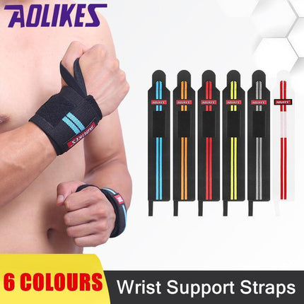 Aolikes Weight Lifting Gym Muscle Training Wrist Support Straps Wraps Hand - Black+Orange.