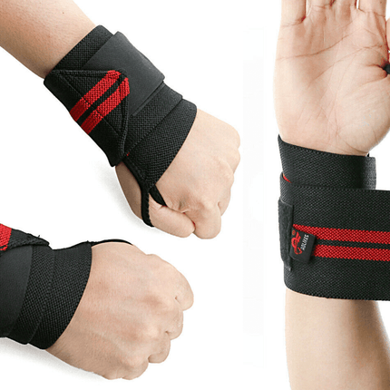 Aolikes Weight Lifting Gym Muscle Training Wrist Support Straps Wraps Hand - Black+Orange.