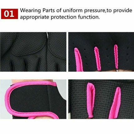 L Size Aolikes Sports Gloves Weight Lifting Exercise Training Workout Bike Riding - Black+Pink.