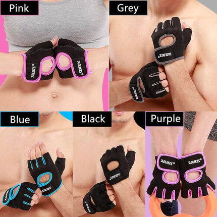 L Size Aolikes Sports Gloves Weight Lifting Exercise Training Workout Bike Riding - Black+Grey.