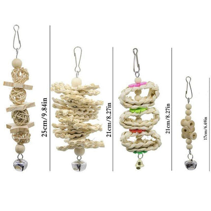 17PCS Bird Toys Parrot Swing Toys Chewing Hanging Bell Cockatiel Cage Toy Set.