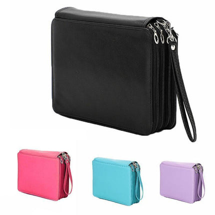 168 Slots Large Capacity Pencil Case Foldable Pen Bag Make Up Storage Organizer - Rose Red.