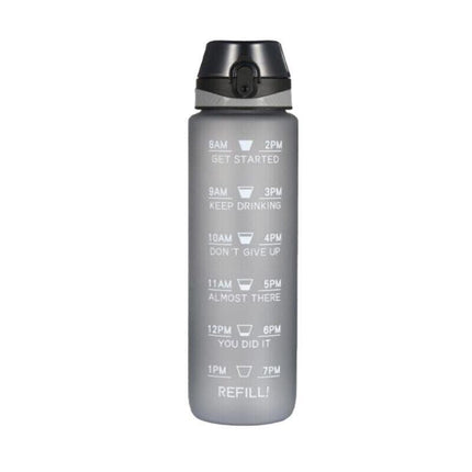1L Water Bottle Motivational Drink Flask With Time Markings Bpa Free Sport Gym - Red+Blue.