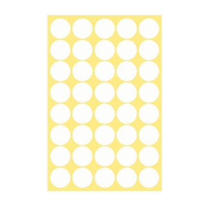 8/13/25/50mm Colour Sticker Dots Adhesive Round Labels Circular Scrapbooking White - 8mm 260 Dots - 1 Sheet.