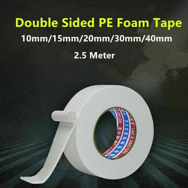 Double Sided White Pe Foam Sticky Tape Mounting Diy Craft Strong Adhesive 2.5M - 20mm*2.5m.