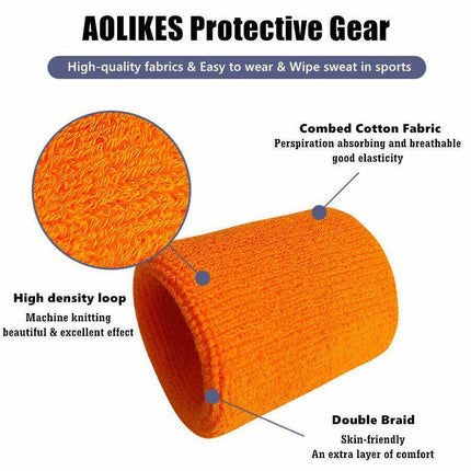 Sport Cotton Wristband Wrist Band Sweatband Sweat Training Tennis Gym Yoga - Yellow.
