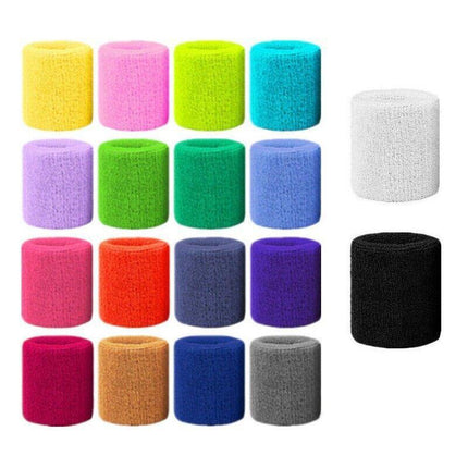 Sport Cotton Wristband Wrist Band Sweatband Sweat Training Tennis Gym Yoga - Blue Gray.