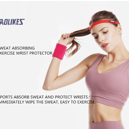 Sport Cotton Wristband Wrist Band Sweatband Sweat Training Tennis Gym Yoga - Blue Gray.