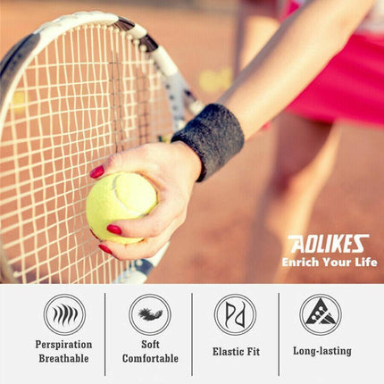 Sport Cotton Wristband Wrist Band Sweatband Sweat Training Tennis Gym Yoga - Blue Gray.