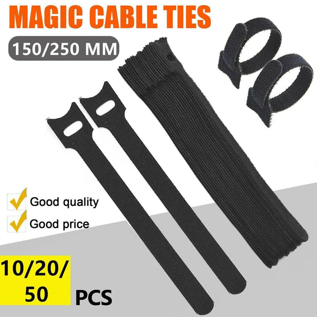 10/20/50PCS Reusable Hook and Loop Cable Ties Nylon Wire Cord Strap Organizer - 250 mm* 20 PCS.