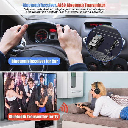 2 in 1 Bluetooth 5.0 USB Audio Transmitter Receiver with 3.5mm AUX Adapter.