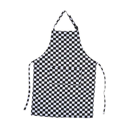 Apron with Pocket 2Pcs Chef Butcher Kitchen Cooking Baking Restaurant Wear - Black White Plaid.