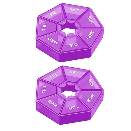 Weekly Pill Organiser 7 Day Medicine Box Tablet Case Dispenser 2 Pack - Blue.