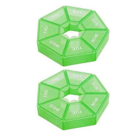 Weekly Pill Organiser 7 Day Medicine Box Tablet Case Dispenser 2 Pack - Blue.
