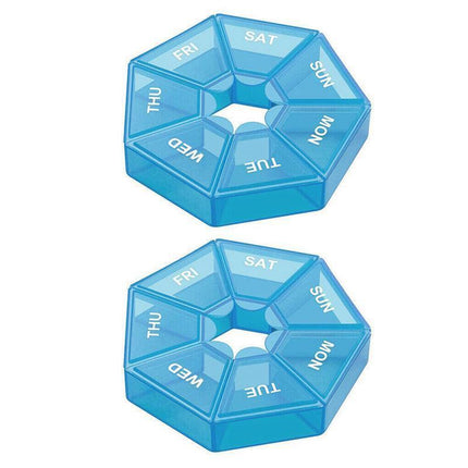 Weekly Pill Organiser 7 Day Medicine Box Tablet Case Dispenser 2 Pack - Orange.