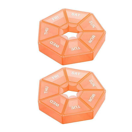 Weekly Pill Organiser 7 Day Medicine Box Tablet Case Dispenser 2 Pack - Purple.