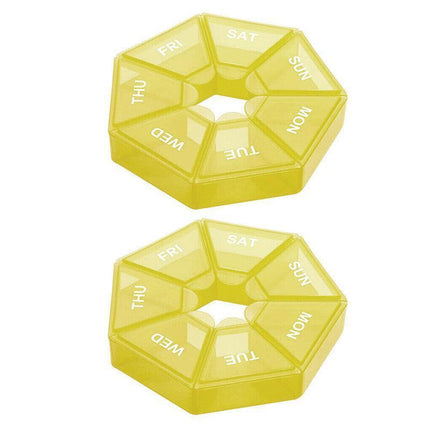 Weekly Pill Organiser 7 Day Medicine Box Tablet Case Dispenser 2 Pack - Purple.