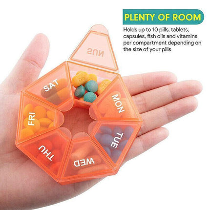 Weekly Pill Organiser 7 Day Medicine Box Tablet Case Dispenser 2 Pack - Red.