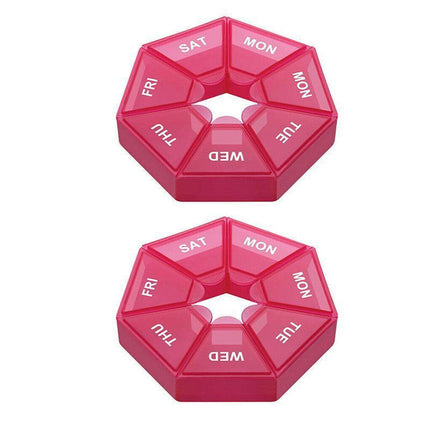 Weekly Pill Organiser 7 Day Medicine Box Tablet Case Dispenser 2 Pack - Yellow.