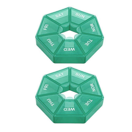 Weekly Pill Organiser 7 Day Medicine Box Tablet Case Dispenser 2 Pack - Yellow.