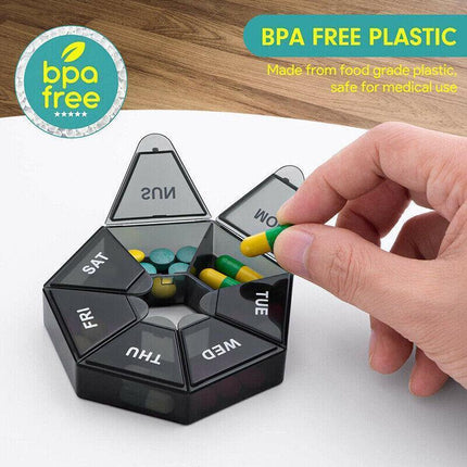 Weekly Pill Organiser 7 Day Medicine Box Tablet Case Dispenser 2 Pack - Army Green.