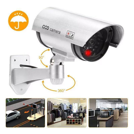 2pcs Dummy Security Camera with Flashing LED Outdoor Fake CCTV Surveillance Decoy.