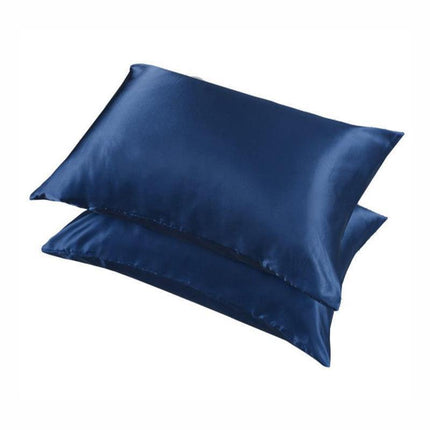 2 Pack Satin Pillowcases Luxury Soft Cushion Covers Bedroom Home Decor - Black.