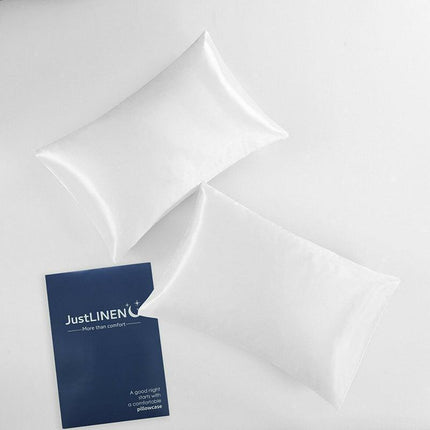 2 Pack Satin Pillowcases Luxury Soft Cushion Covers Bedroom Home Decor - Light Orange.
