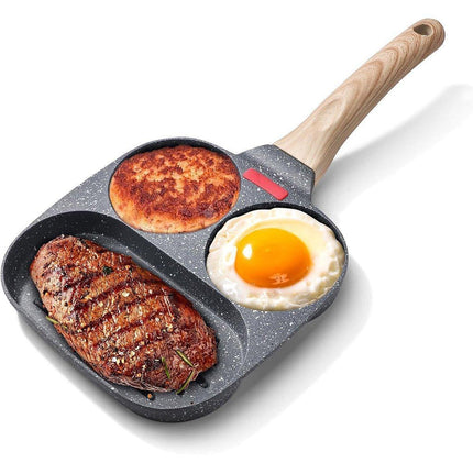 Nonstick Three in One Egg Frying Pan Skillet Breakfast Cooker for Kitchen Use.