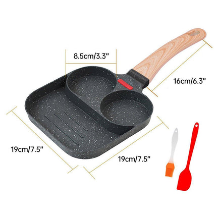 Nonstick Three in One Egg Frying Pan Skillet Breakfast Cooker for Kitchen Use.