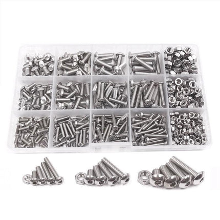500x M3/M4/M5 Stainless Steel Hex Socket Button Head Bolts Screws Nuts Kit.