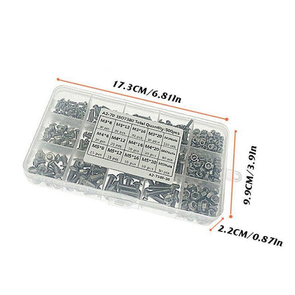 500x M3/M4/M5 Stainless Steel Hex Socket Button Head Bolts Screws Nuts Kit.