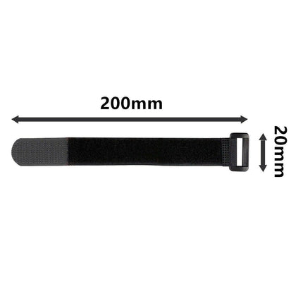 Magic Cable Ties Reusable Winder Coded Organiser Cords Hook Loop Black - 20*300mm  50PCS.