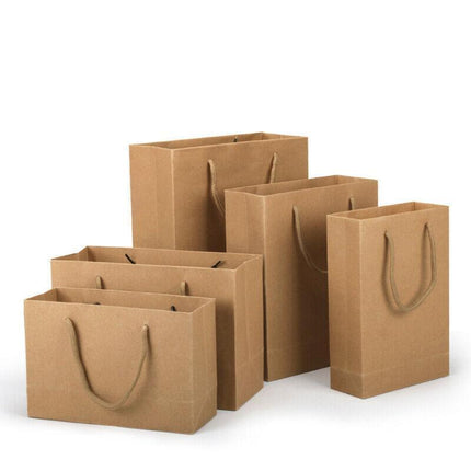 50X Kraft Paper Bags Gift Shopping Carry Craft Brown Bag With Handles - 50PCS  22*15*6CM.