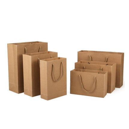 50X Kraft Paper Bags Gift Shopping Carry Craft Brown Bag With Handles - 50PCS  25*20*9CM.