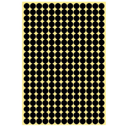 8/13/25/50mm Colour Sticker Dots Adhesive Round Labels Circular Scrapbooking Black - 13mm 132 Dots - 5 Sheets.