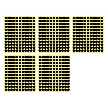 8/13/25/50mm Colour Sticker Dots Adhesive Round Labels Circular Scrapbooking Black - 13mm 132 Dots - 5 Sheets.