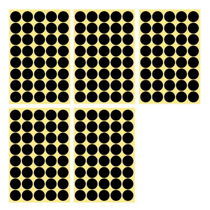 8/13/25/50mm Colour Sticker Dots Adhesive Round Labels Circular Scrapbooking Black - 13mm 132 Dots - 5 Sheets.