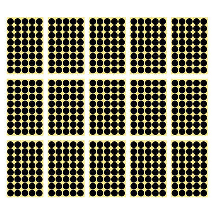 8/13/25/50mm Colour Sticker Dots Adhesive Round Labels Circular Scrapbooking Black - 13mm 132 Dots - 5 Sheets.