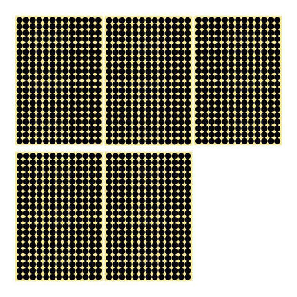 8/13/25/50mm Colour Sticker Dots Adhesive Round Labels Circular Scrapbooking Black - 8mm 260 Dots - 5 Sheets.