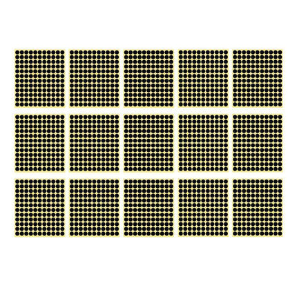 8/13/25/50mm Colour Sticker Dots Adhesive Round Labels Circular Scrapbooking Black - 8mm 260 Dots - 5 Sheets.