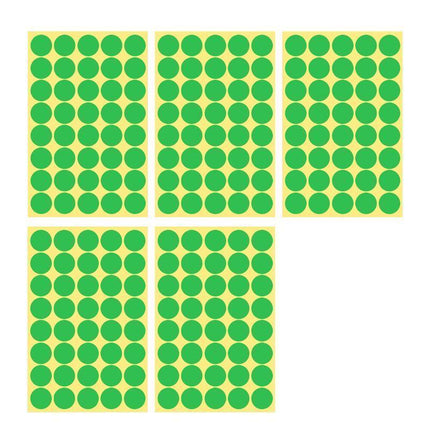 8/13/25/50mm Sticker Dots Adhesive Round Labels Circular Scrapbooking Light Green - 8mm 260 Dots - 5 Sheets.