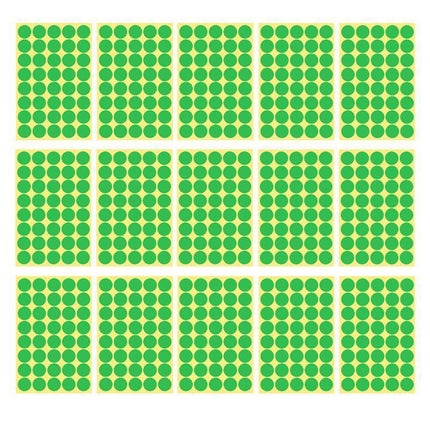 8/13/25/50mm Sticker Dots Adhesive Round Labels Circular Scrapbooking Light Green - 8mm 260 Dots - 5 Sheets.