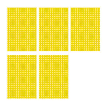 8/13/25/50mm Colour Sticker Dots Adhesive Round Labels Circular Scrapbooking Yellow - 50mm 8 Dots - 5 Sheets.