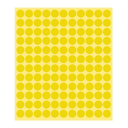 8/13/25/50mm Colour Sticker Dots Adhesive Round Labels Circular Scrapbooking Yellow - 50mm 8 Dots - 5 Sheets.