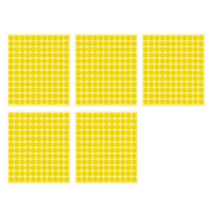 8/13/25/50mm Colour Sticker Dots Adhesive Round Labels Circular Scrapbooking Yellow - 50mm 8 Dots - 5 Sheets.