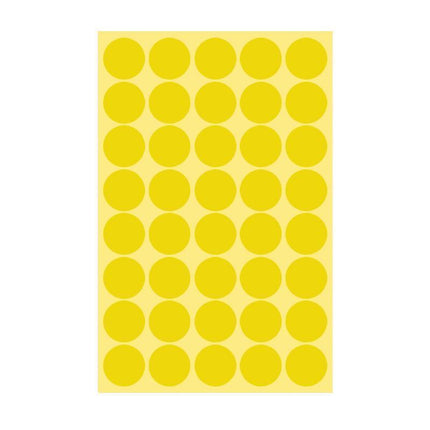 8/13/25/50mm Colour Sticker Dots Adhesive Round Labels Circular Scrapbooking Yellow - 50mm 8 Dots - 5 Sheets.