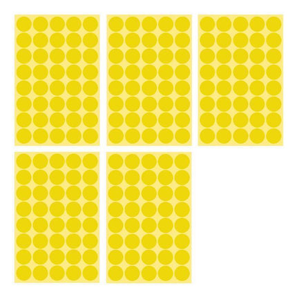 8/13/25/50mm Colour Sticker Dots Adhesive Round Labels Circular Scrapbooking Yellow - 50mm 8 Dots - 5 Sheets.