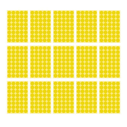 8/13/25/50mm Colour Sticker Dots Adhesive Round Labels Circular Scrapbooking Yellow - 50mm 8 Dots - 5 Sheets.